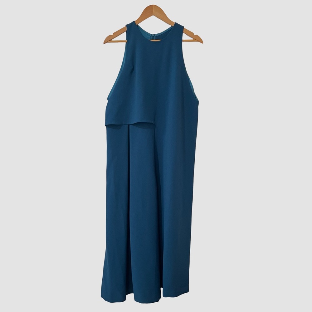 Kaarem "Saccha" Teal Layered Sleeveless Jumpsuit M ($360)